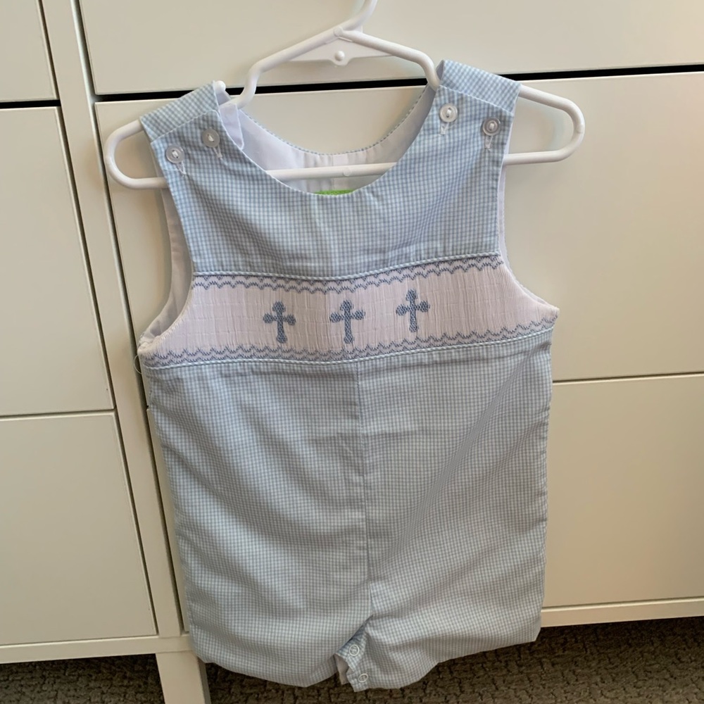 Classic Whimsy smocked cross Jon Jon- size 12mo